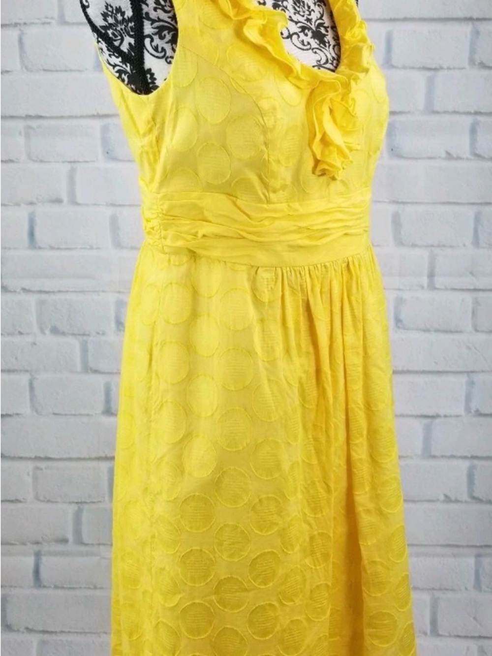 Studio I Yellow Ruffled V-Neck Midi Dress - Picture 2 of 6